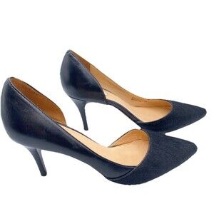 Cole Haan Real Calf Fur Leather Black 3 Inch High Heels Pumps 7.5 B